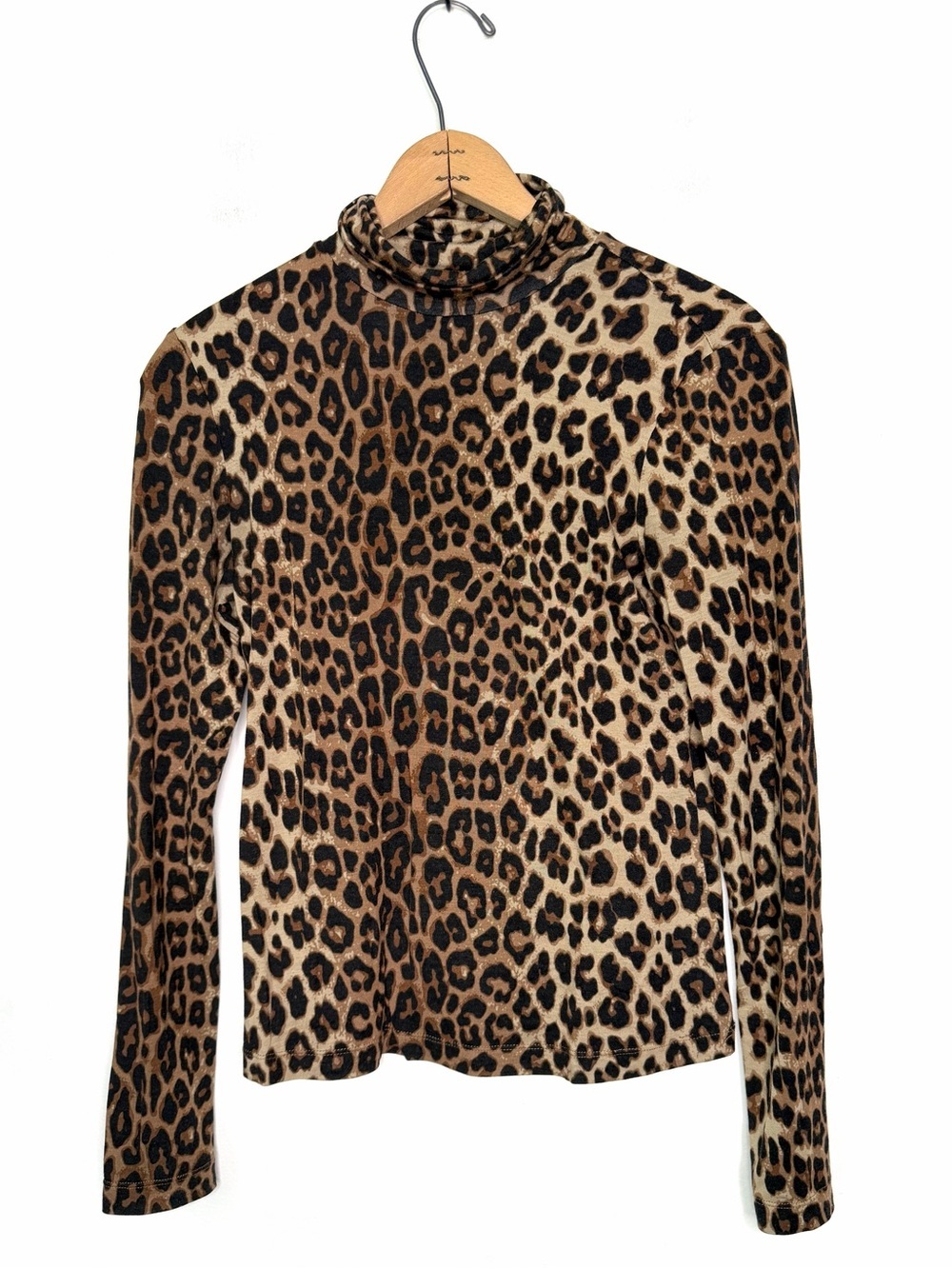 H&M Leopard Print Turtleneck Soft Lightweight Size Small